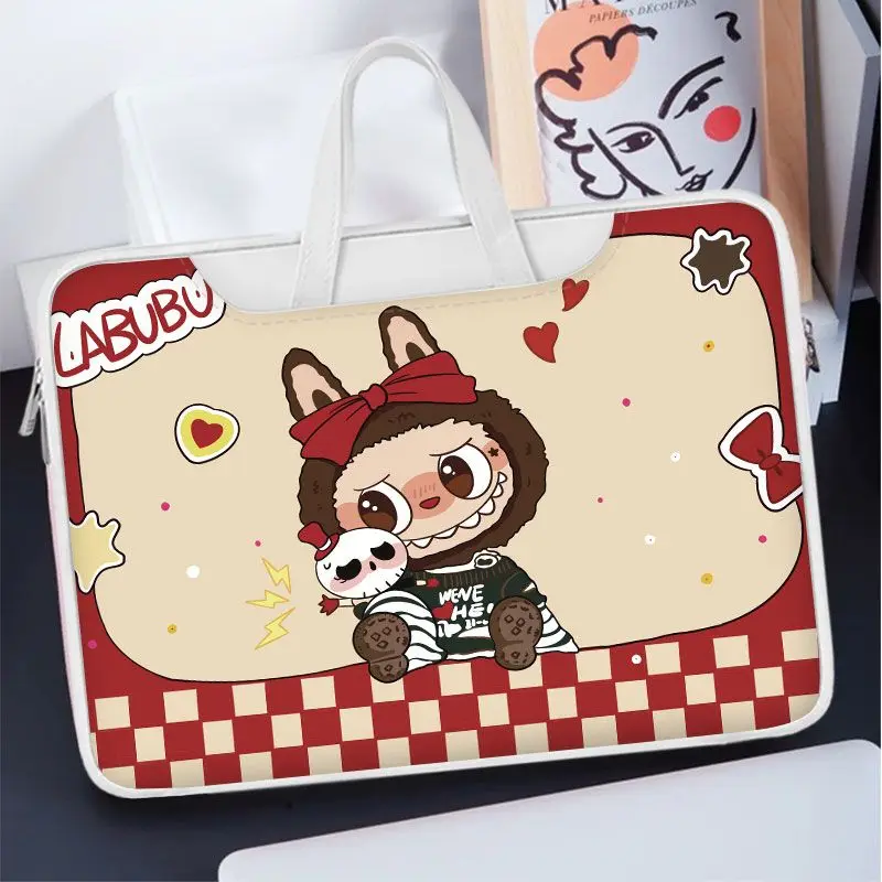 New Labubu Laptop Bag 13in 14in 16in Kawaii Cute Large Capacity Tablet Organizer Cartoon Handbag Laptop Case