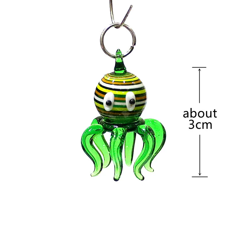 Colorful Cute Glass Octopus Charm Mini Sea Animal Pendant for Aquarium Decor Supplies or Diy Jewelry Necklace Making Accessories