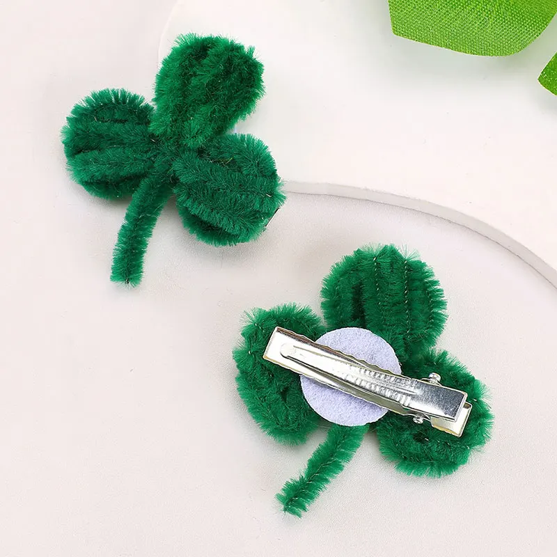 2Pcs Lucky Clover Haripins For Girls St. Patrick's Day Hat Boots Hair Clips Children Party Barrettes Headwear Kids Hairgrips