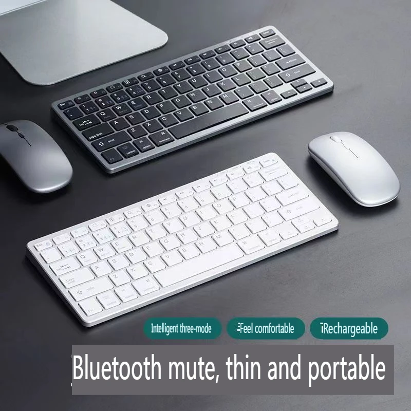 Teclado inalámbrico Bluetooth 5,0 y 2,4G, Teclado Multimedia Bluetooth de modo Dual para ordenador portátil, PC, IPad, Macbook, Android, Mini teclado ipad
