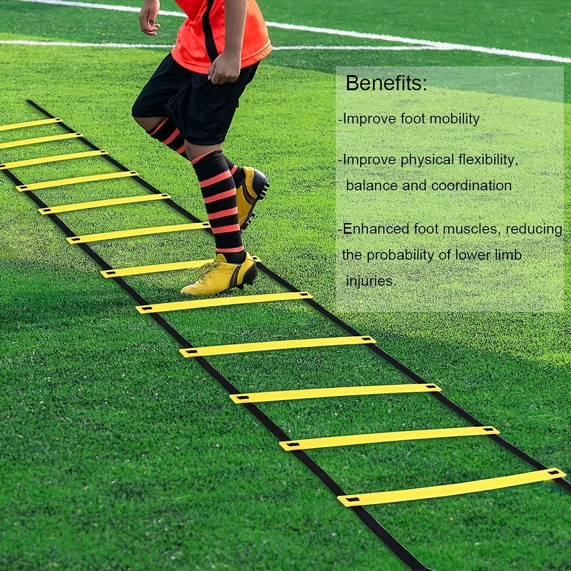 Agility Ladder For Speed Training - Improve Footwork, Coordination, And Quickness - 8, 12, Or 20 Rungs - Includes Carry Bag