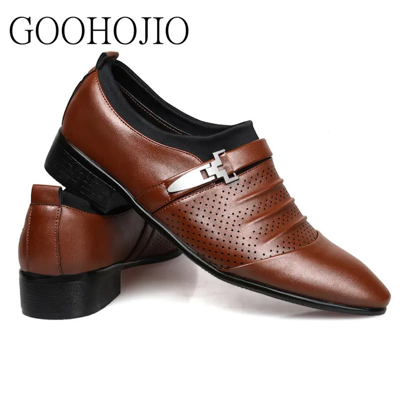 Hollow Out New Fashion Business Dress Men Shoes Classic Leather Men\'S Suits Shoes Fashion Slip-up Dress Shoes Men Oxfords