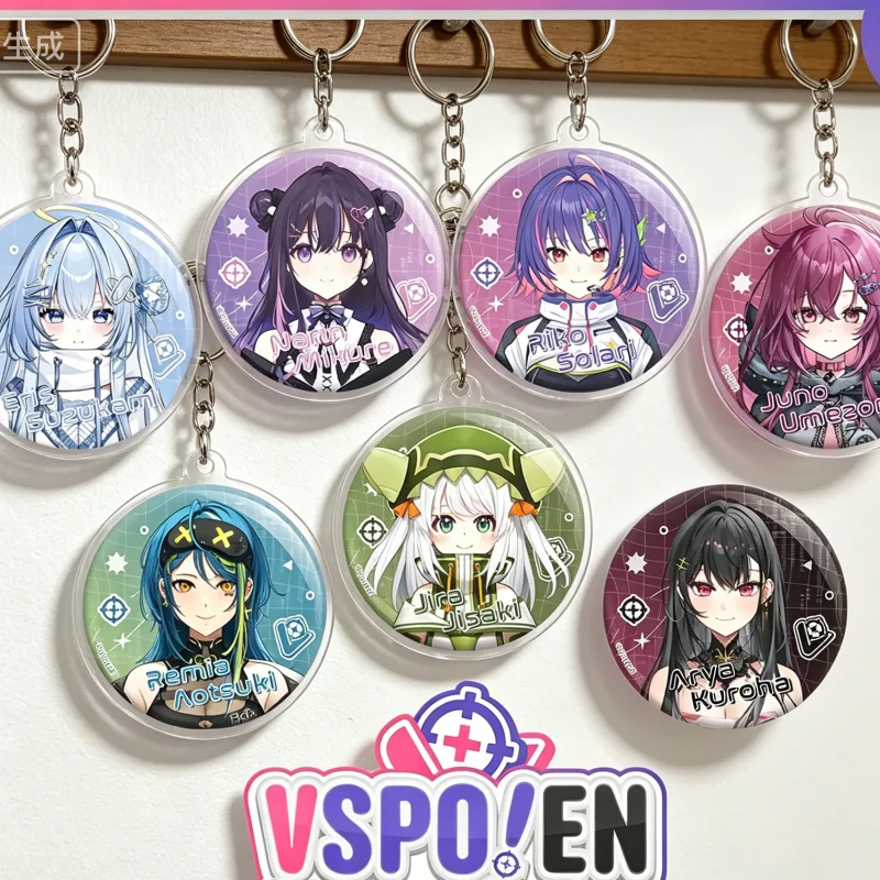 Vspo VTuber EN Starter Series Arya Kuroha Eris Suzukami Circle Acrylic Pendant Keychains Bag Decorations Festivals Gifts