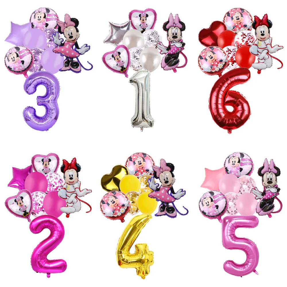 

Pink Minnie Mouse Space Suit Theme Birthday Party Decoration Number Aluminum Foil Balloon Baby Shower Photography Prop Girl Gift