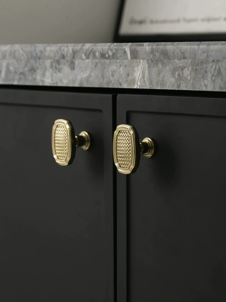 

Furniture Handle Brass Bedroom Gold Wardrobe Door Handles Shoe Cabinet Kitchen Drawer Solid Brass Single Hole Small Handles