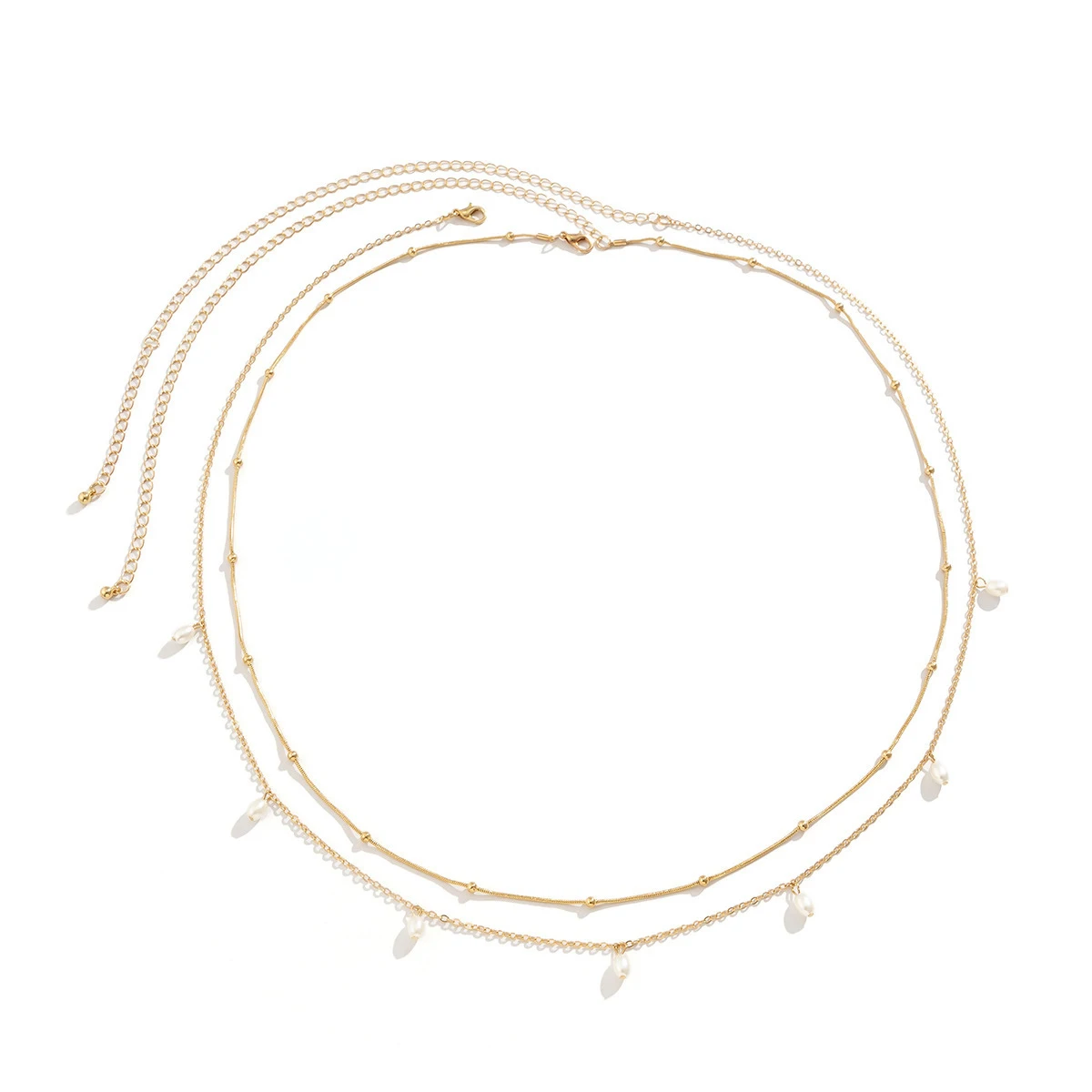 الرجعية بسيطة طبقة مزدوجة رقيقة الخصر سلسلة موضة تقليد اللؤلؤ قلادة البطن سلسلة المرأة مثير الصيف الجسم سلسلة مجوهرات