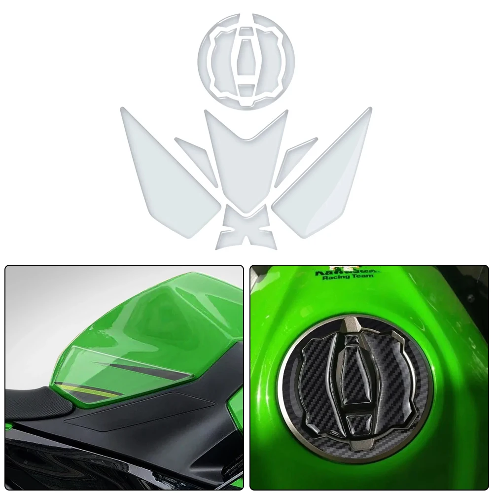 

Для мотоцикла Kawasaki Ninja 400 2018-2024: прозрачная защитная накладка на топливный бак, комплект наклеек для модификации мотоцикла.