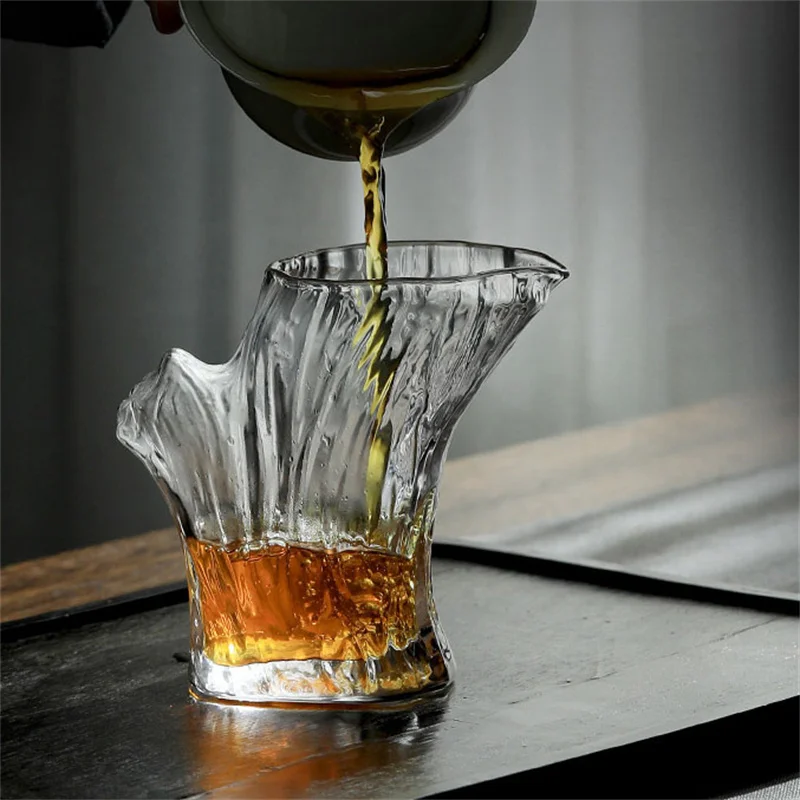 300ml Trees Stump Design Heat Resistant Glass Tea Pitcher Fair Mug Kung Fu Tea Dispenser Japanese Glass Whisky Dispenser