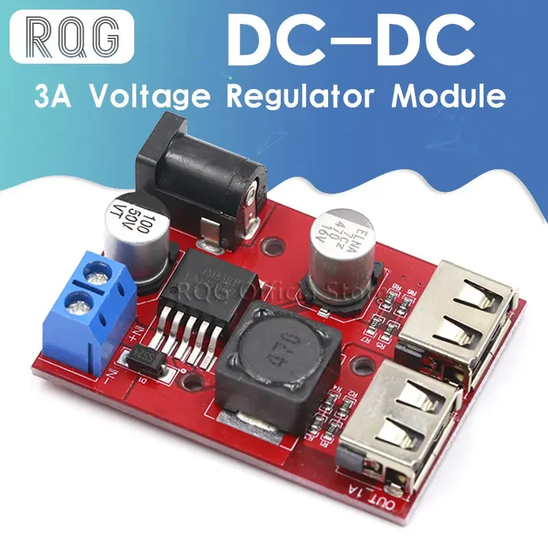 LM2596 LM2596S Dual USB DC-DC 9V 12V 24V 36V to 5V 3A Step Down Buck Converter Board Car Charger Solar Power Supply Module