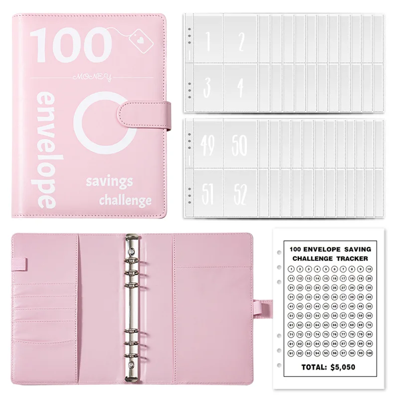 Imagem -05 - Envelope Challenge Binder Save Savings Challenges a5 Loose-leaf Budget Binder com Envelopes de Dinheiro Organizador de Dinheiro 100