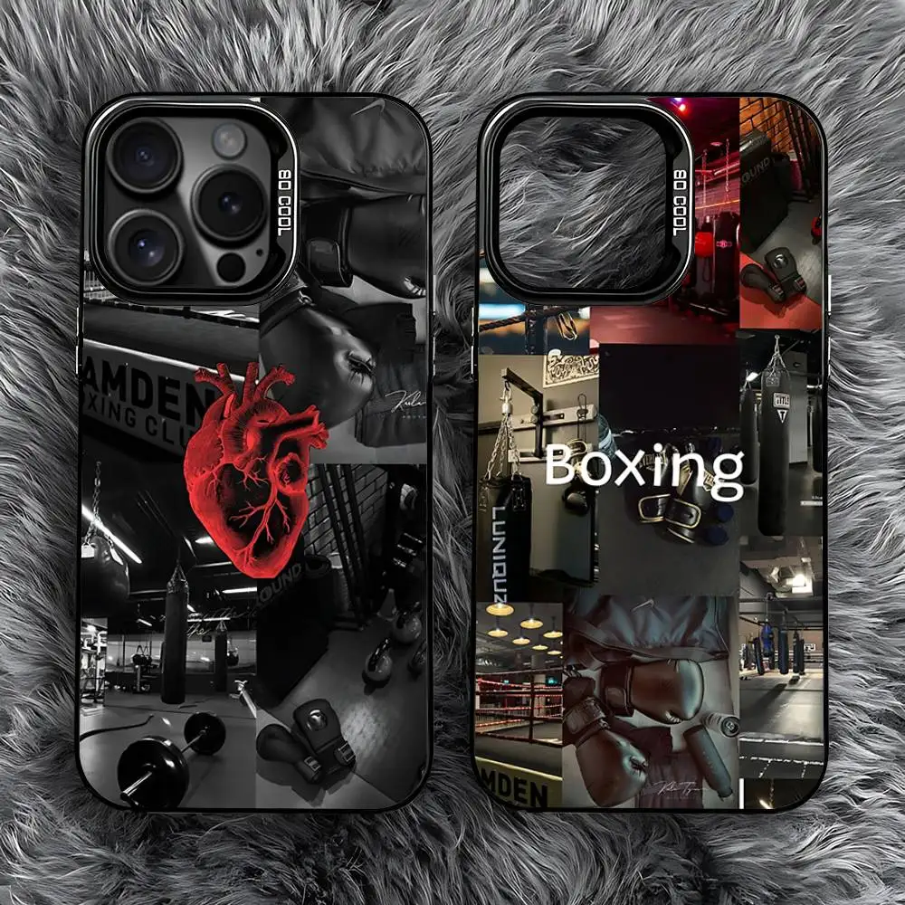 

Strong Boxing Gloves Sport Phone Case For iPhone 16,15,14,13,12,11,Pro,Max,Plus,Mini,SE Anti Fall Black Matte Hard Bumper