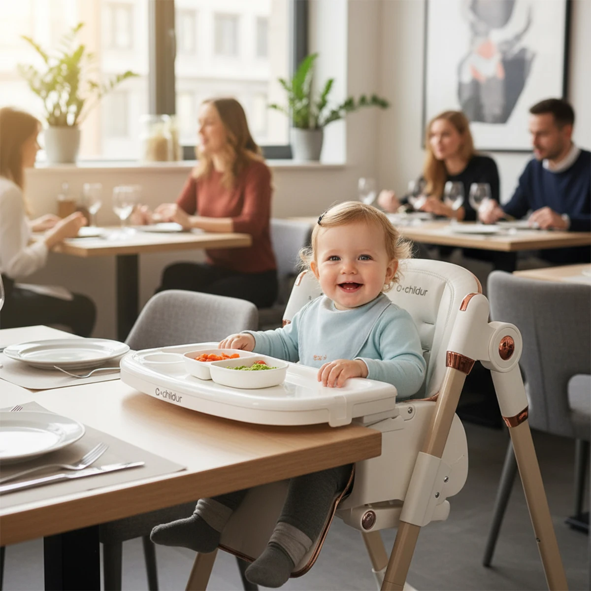 折りたたみ式ベビーハイチェア、ベビーハイチェア、二層式ディナープレート、シートは複数の段階で調整可能、6ヶ月以上