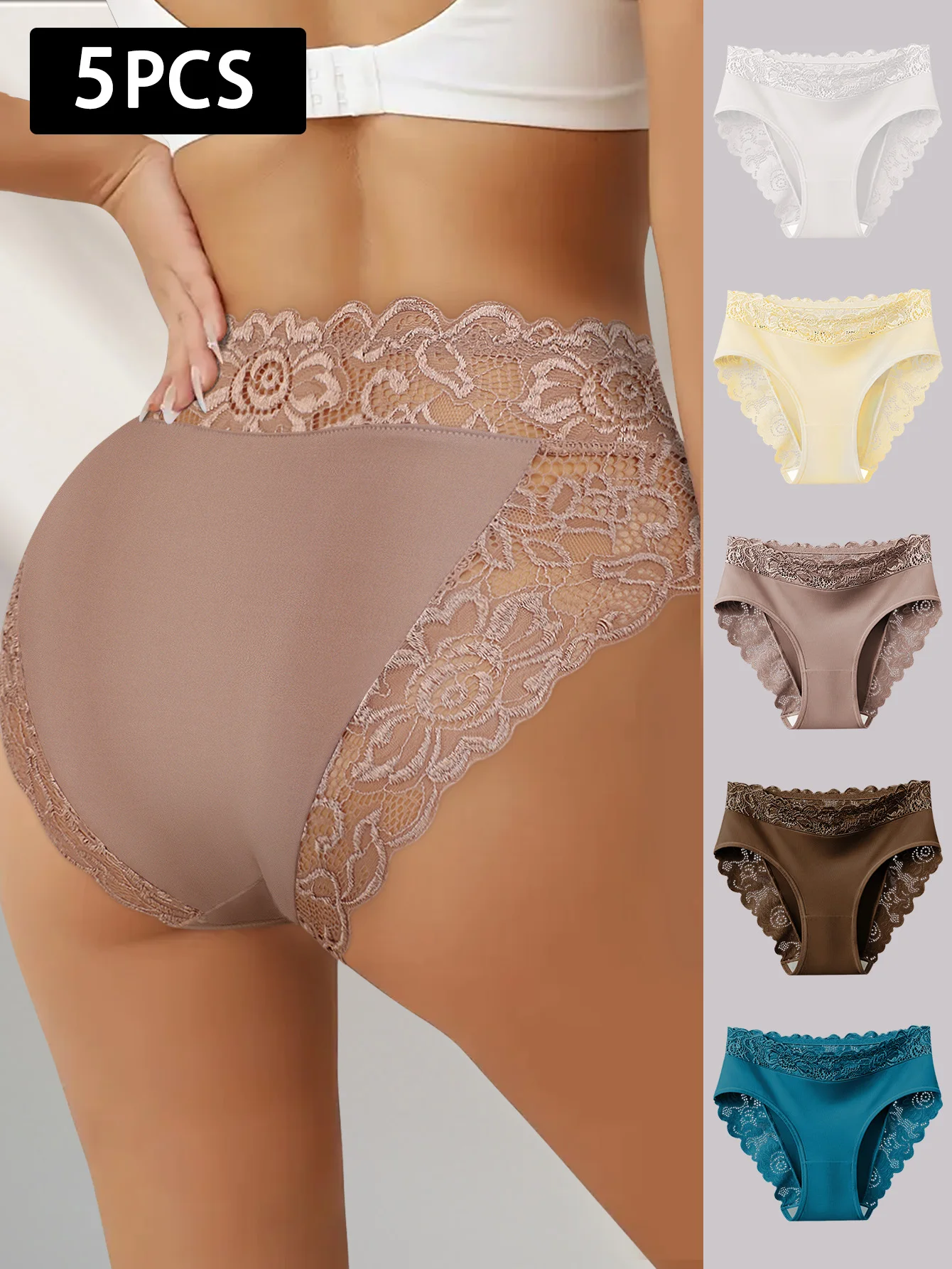 

Комплект из 5 кружевных трусиков с цветочным узором, женские сексуальные трусики с вырезами, женское дышащее нижнее белье
