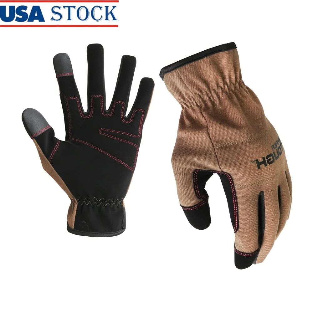 

Durable Duck Canvas Utility Work Gloves Touchscreen Compatible Quick Fit Elastic Cuff Machine Washable Extra Large Various Tasks