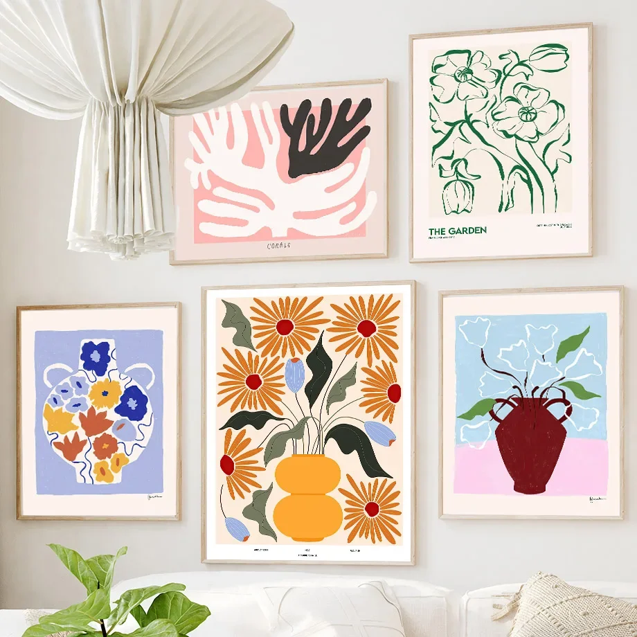 Vase abstrait Floral fleur marché feuille mur Art toile peinture affiches et imprimés hôtel boutique pour Restaurant chambre décor à la maison
