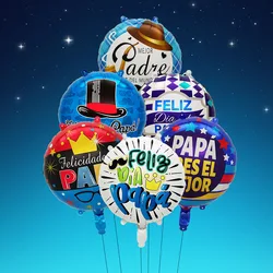 6pcs 18inch English Spanish Happy Father's Day Round Star Balloons Best Dad Helium Balloon Papa Father's Day Party Decorations