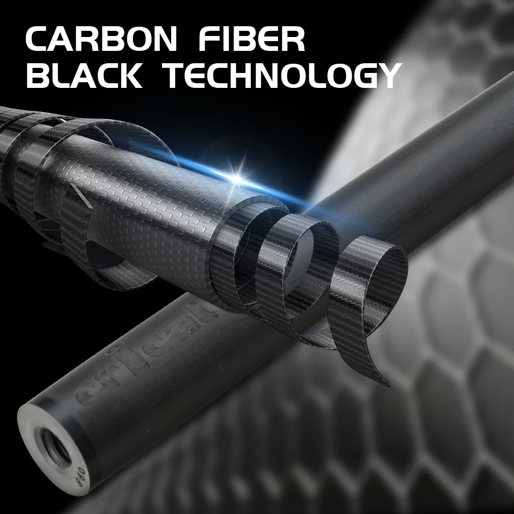 Billiard Pool Cue Stick Carbon Fiber Shaft Hard Maple Butt Low Deflection 58in 12.5mm Tip 3/8x8 Joint 8/9 Ball CRICAL