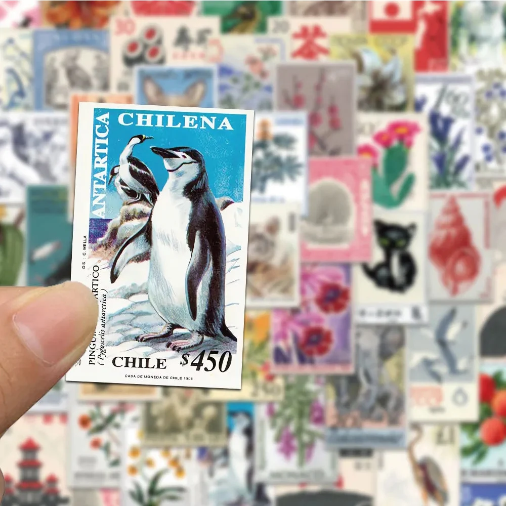 

10/30/50pcs Retro Aesthetic Stamp Art Stickers Creative Cartoon Decoration Decals for Stationery Suitcase Phone DIY Sticker Toys