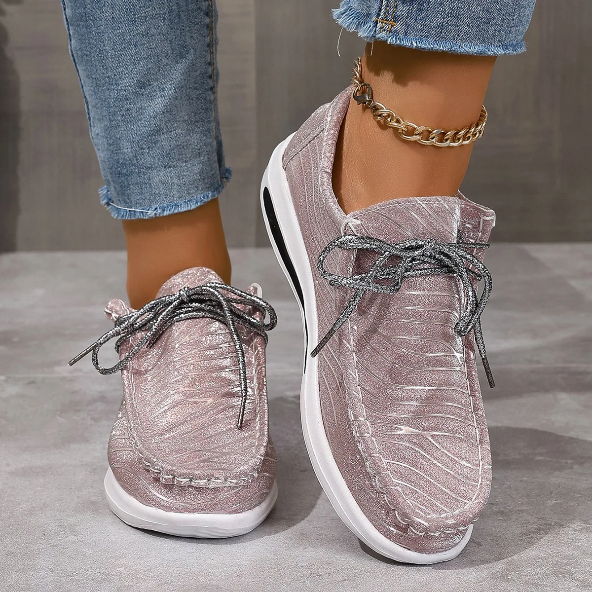 New Round Toe Women's Low Heels Shoes Minimal Solid Color Shallow Mouth Single Shoe Ladies Casual Lightweight Big Size Sneakers