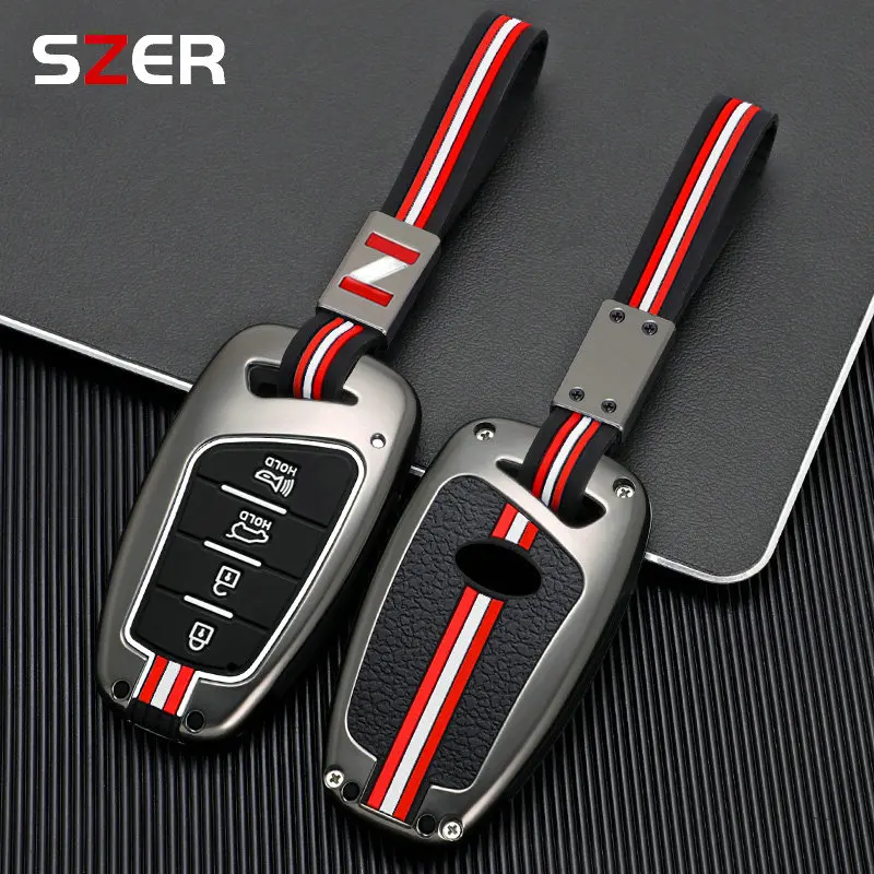 Metal Car Key Case Cover Fob Keychain For Hyundai Grandeur HG Sedan Santa Fe 3DM Grand SantaFe 2018 IX45 EQUUS Azera Genesis G80