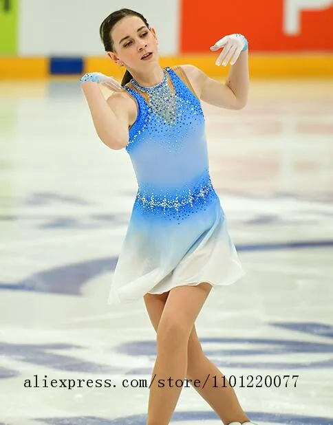 

Blue Figure Skating Dresses Custom Women Ice Skating Competition Dresses for Women