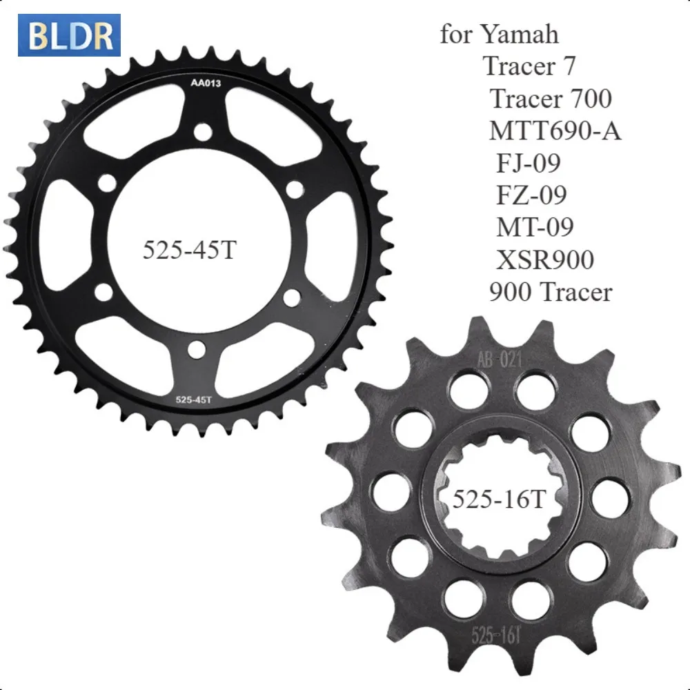 

525 16T 45T Front Rear Sprocket Gear Wheel Cam for Yamaha Tracer 7 Tracer 700 MTT690-A FJ-09 FZ-09 MT-09 XSR900 900 Tracer