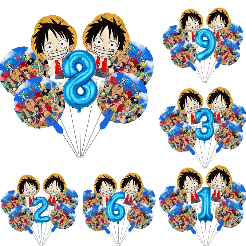 One piece Birthday Decorative Luffy Ballons Cute Cartoon Aluminum Foil Balloon Number Balloons Set Party Decoration Props Gift