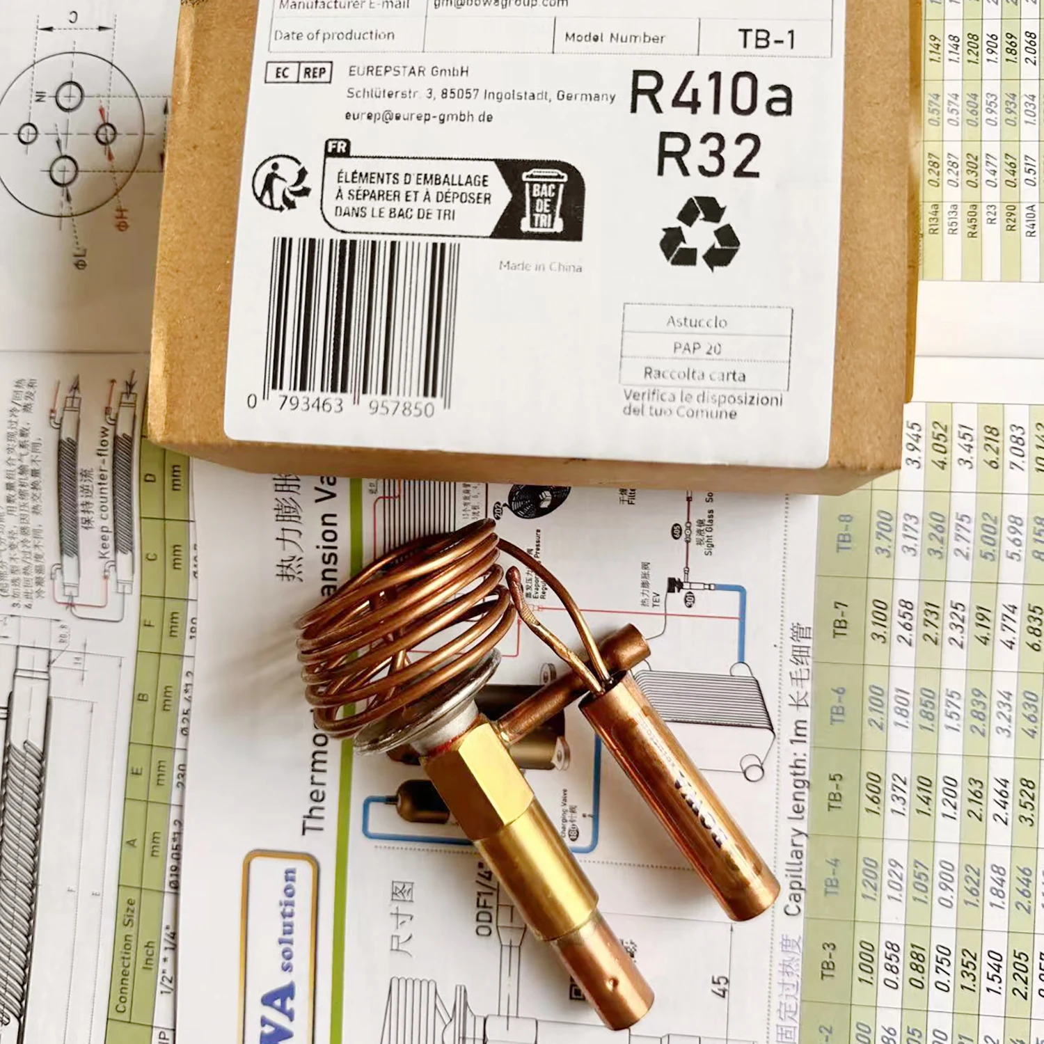 0,7 kW R410a TEV komt overeen met 2 ~ 4cc/rev roterende compressoren worden gebruikt in cabine-airconditioners, luchtdrogers of mobiele toepassingen