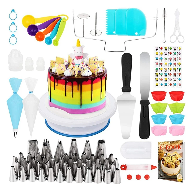 

120-In-1 Cake Decorating Supplies Revolving Cake Turntable DIY Set Cake Baking Tools Cake Decorating Supplies Cake Stand