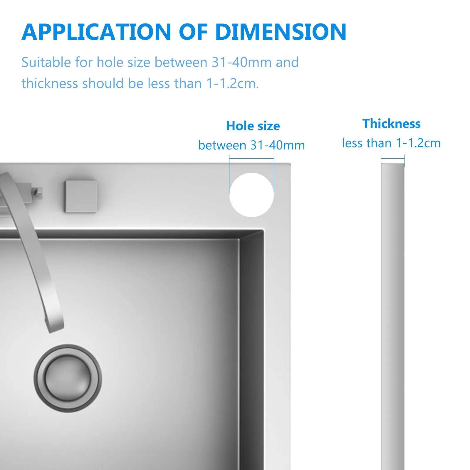 2pcs Stainless Steel Sink Hole Cover for Kitchen Faucet, 31-40mm, Brushed Finish, Easy Install with Leak-Proof Gasket