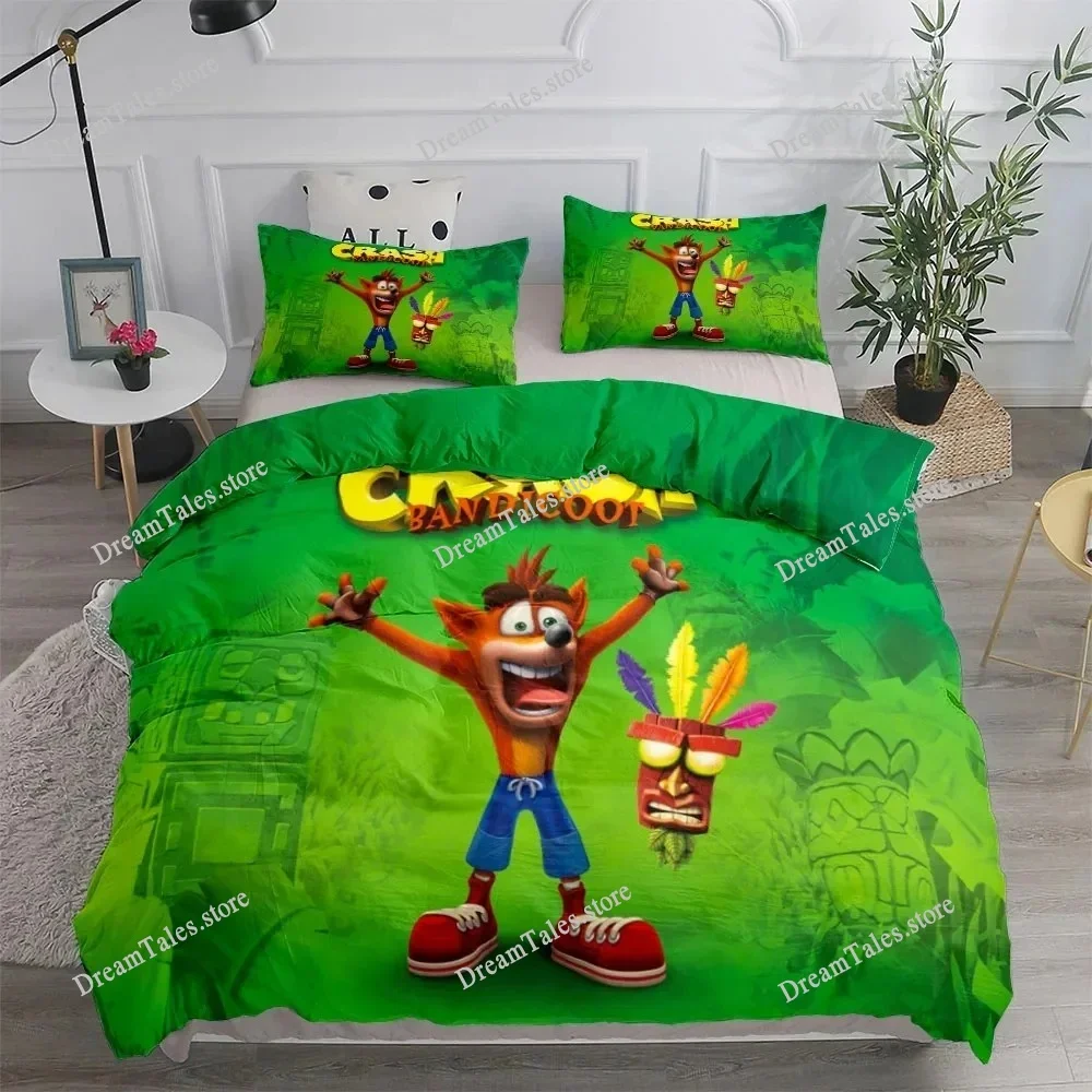 Crash Bandicoot Game Bedding Sets Exquisite Bed Supplies Set Duvet Cover Bed Comforter Set Bedding Set Luxury Birthday Gift