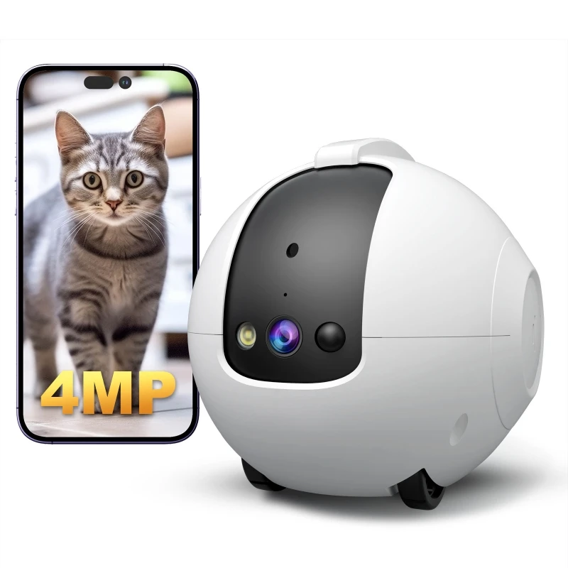 كاميرا روبوت ذكية متنقلة 4 ميجابكسل كاميرا داخلية تعمل بالبطارية لاسلكية للحيوانات الأليفة/الكبار السن/الطفل APP التحكم كاميرا مراقبة للعناية المنزلية #1