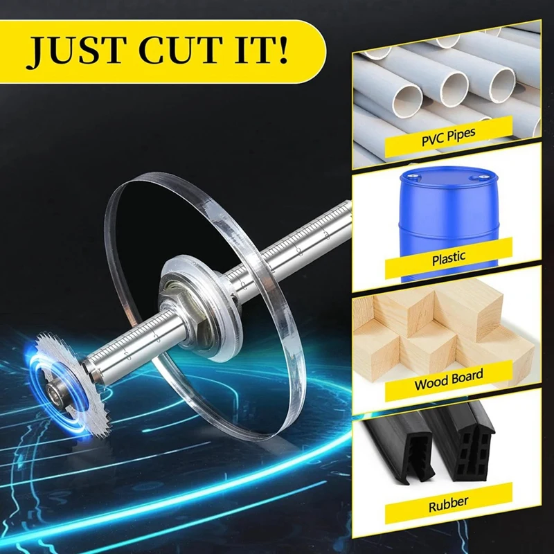 Inside Pipe Cutter For PVC Pipe Cutter Tool, Cutter Tool With 3.15Inch Scale Adjustable , 5Pcs Saw Blades And Hex Shank