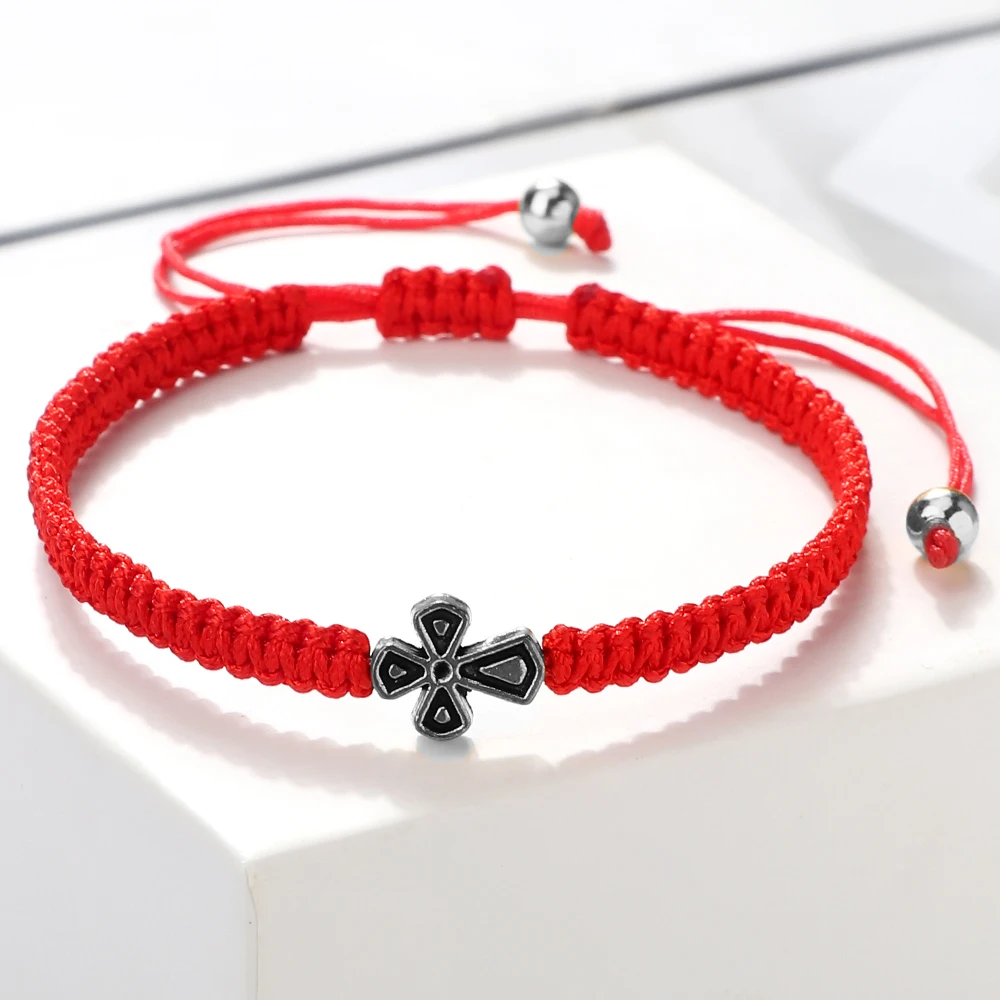 Fashion Jesus Cross Bracelet Lucky Braided Red Blue Nylon Rope Adjustable Handmade Knots Charm Yoga Jewelry For Women Man Gifts