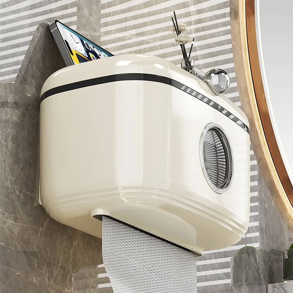 Настенный ящик для туалетных салфеток кремового цвета, многофункциональный подвесной ящик для хранения, большая загрузка, полипропиленовая коробка для салфеток для ванной комнаты