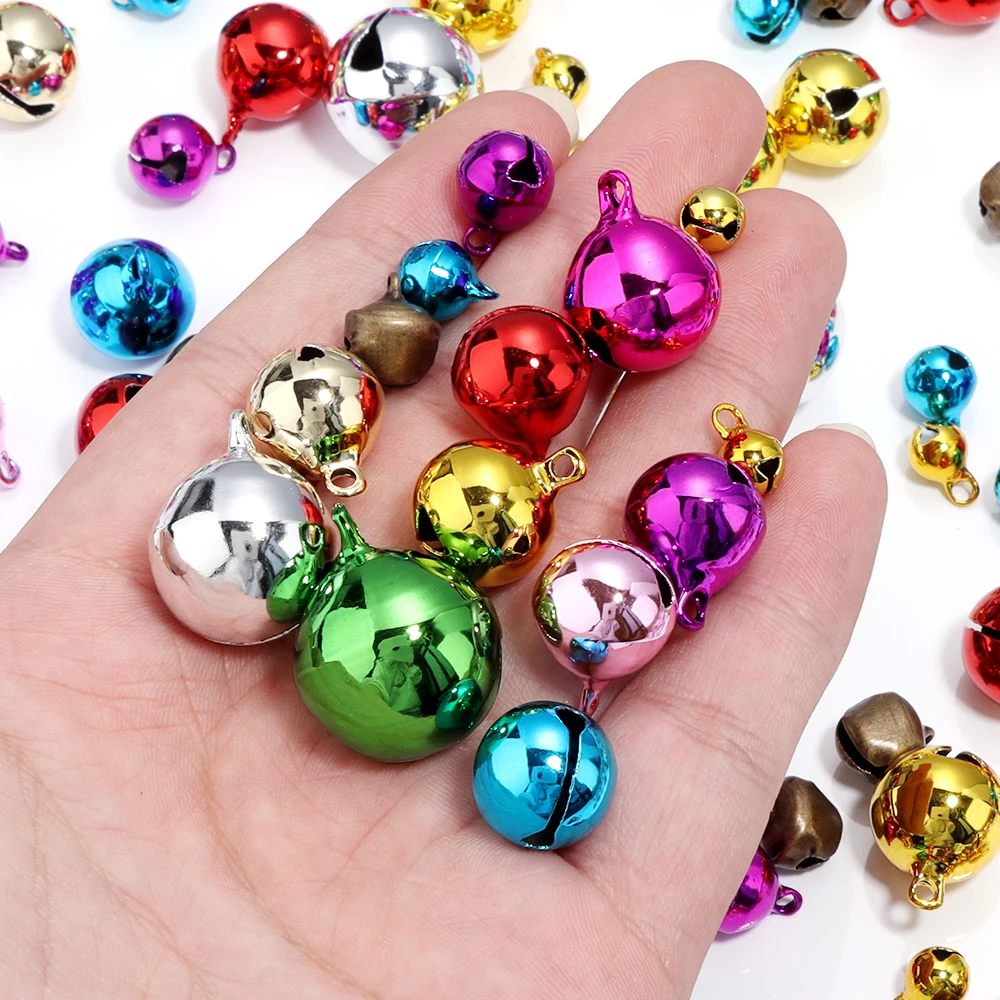 10-50pcs Iron Vacuum Plated Christmas Bell Beads Colorful Loose Beads For DIY Jewelry Decoration Pendant Accessories Wholesale