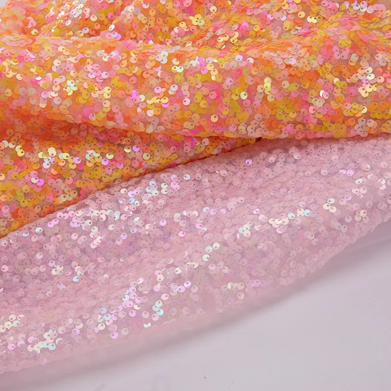 Sequin Fabric Dress Material Decoration Bling Cosplay Gown Mesh DIY Sewing