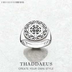Ring Vintage Compass Nostalgic Fine Jewerly For Women Men 2023 Spring Brand New Love Gift In 925 Sterling Silver