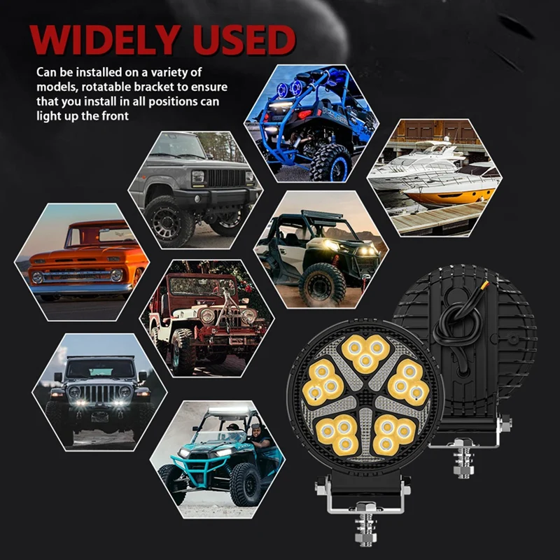A74E-круглый 4-дюймовый автомобильный светодиодный рабочий фонарь, вспышка, прожекторы DRL для грузовика, квадроцикла, внедорожника, мотоцикла, тележки, прицепа, лодки