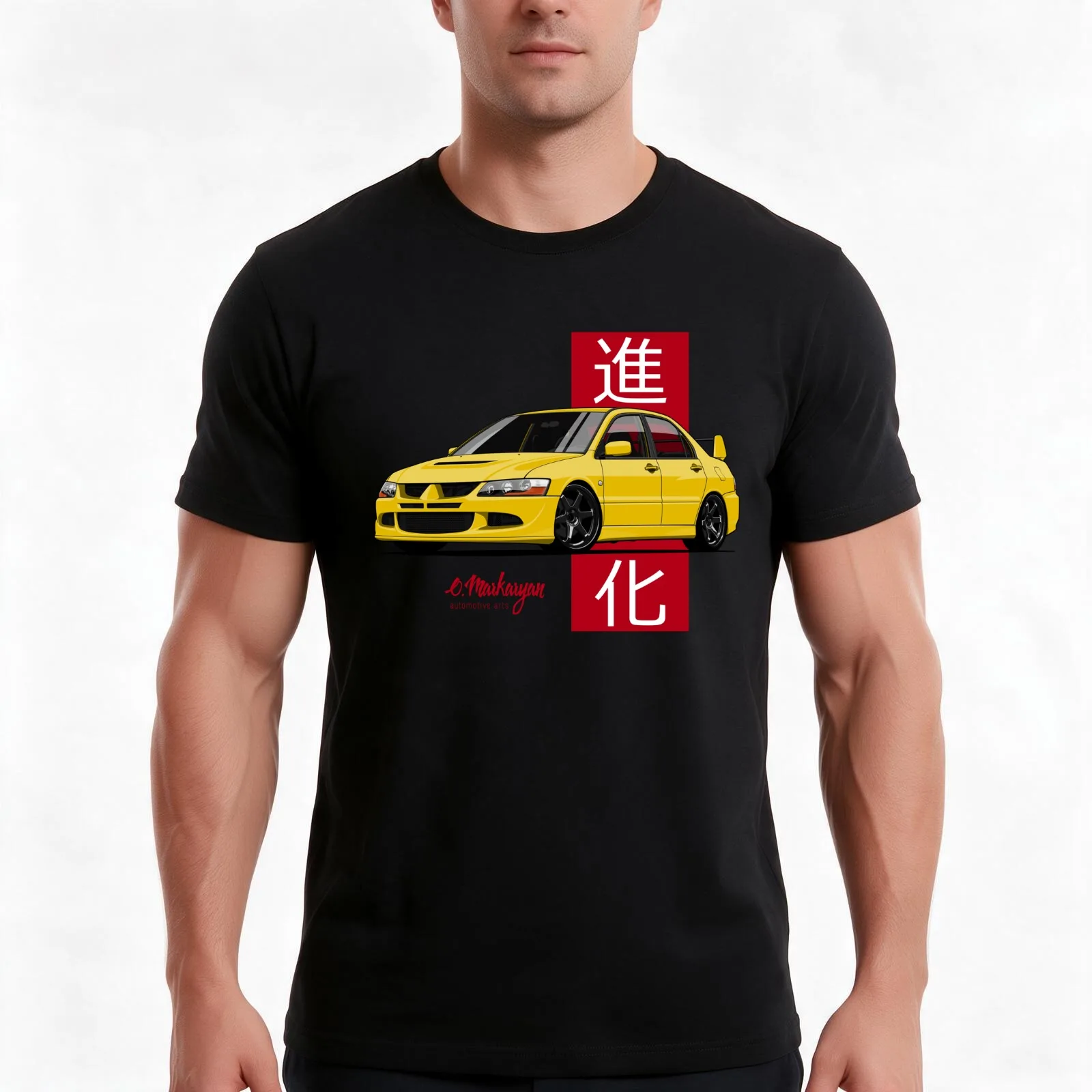 Lancer Evolution VIII (Yellow) T-Shirt, Summer Casual Cotton Tee, Oversized Streetwear Tops, Vintage Graphic Print, 100% Cotton