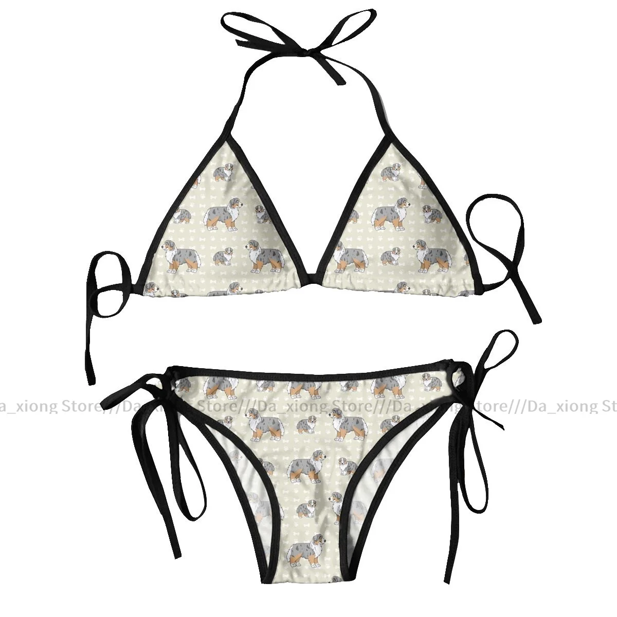 Vrouw Badpak Sexy Bikini Set Badmode Schattige Australische Herder Ras Hond Patroon Tweedelig Badpak