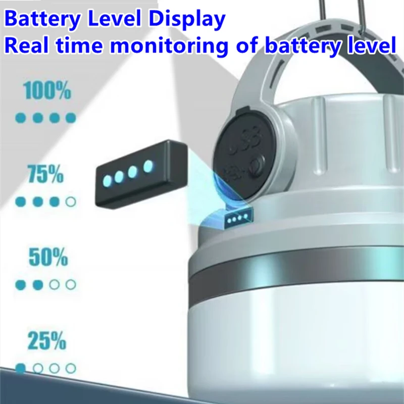 أضواء التخييم في الهواء الطلق ليلة مصباح معلق بارك عالية الطاقة فانوس التخييم الخيام مصباح 6000mah الطاقة الشمسية قابلة للشحن المحمولة