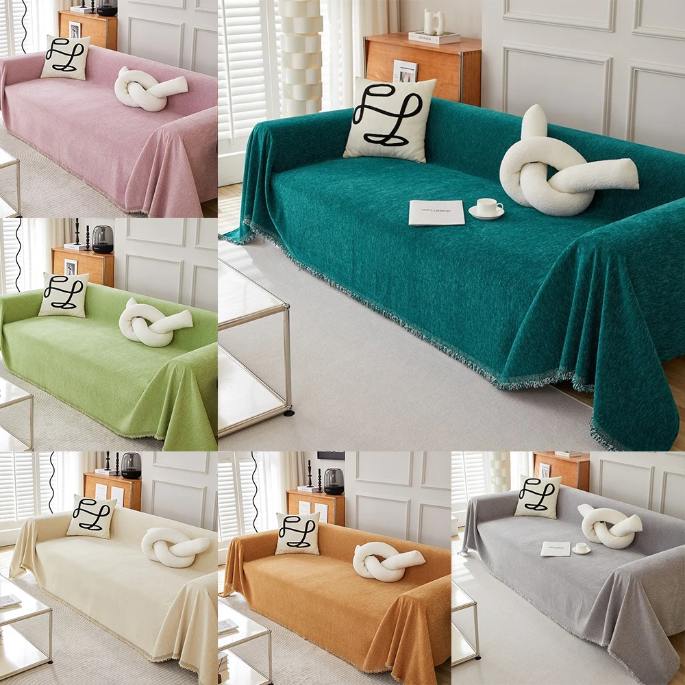 

Solid Color Chenille Sofa Towel Full Cover Sofa Cushion Cover Towel SofaCover Modern Minimalist Cover Available in All Seasons