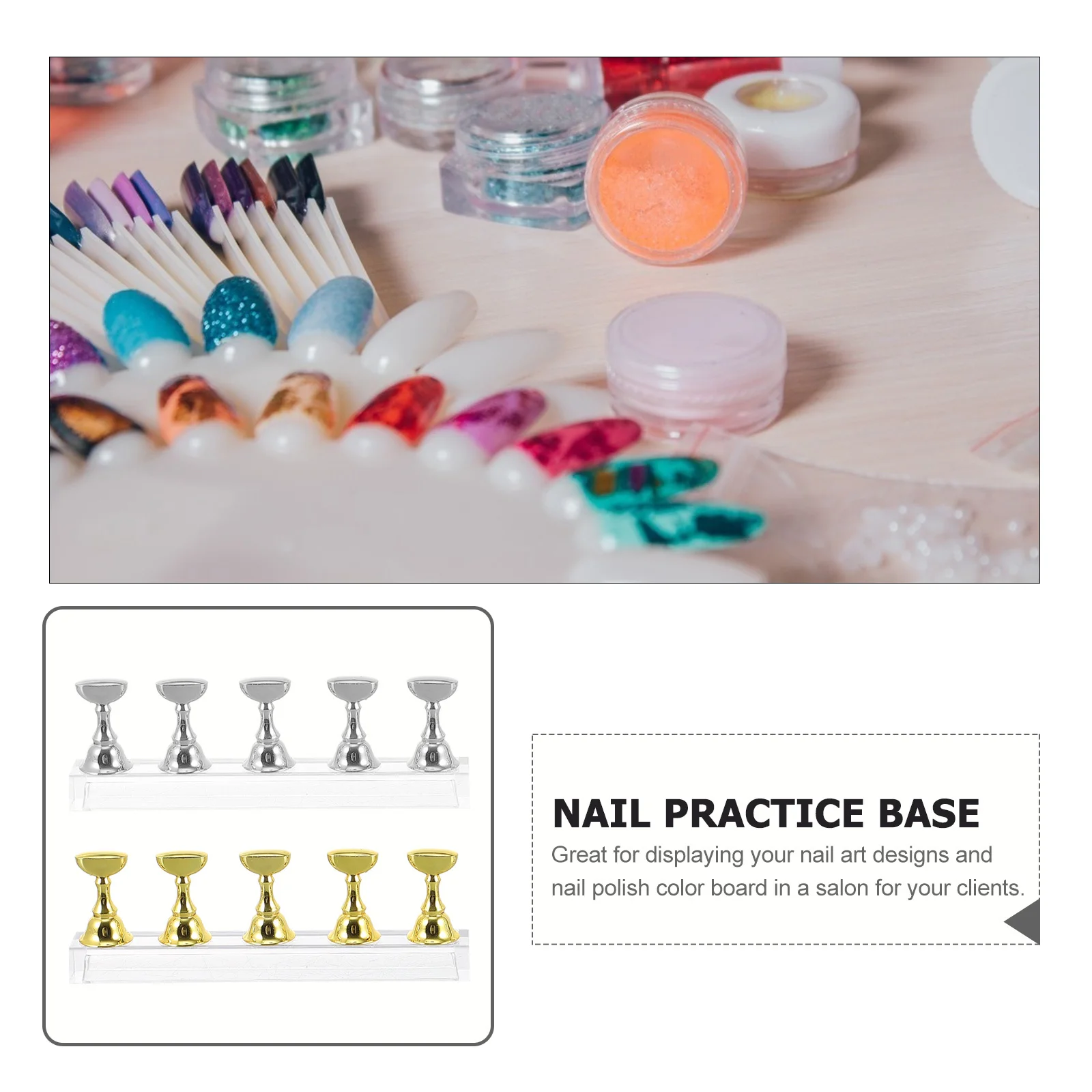 2Sets Nail Art Practice Rack Acrylic Nail Holder Press on Stand Display Tool Manicure Practice Rack