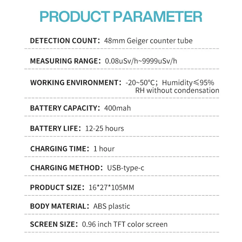 X Geiger Counter Nuclear Radiation Detector Y-Ray B-Ray Radiation Detector Gamma Ray Radiation Detector Tattoo Ink Tester