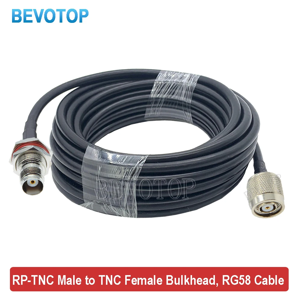 

RP-TNC RG58 Pigtail RP TNC Male to Female Bulkhead 50 Ohm Coaxial Cable RF Extension Cord Jumper 50CM 1M 2M 5M 10M 15M 20M