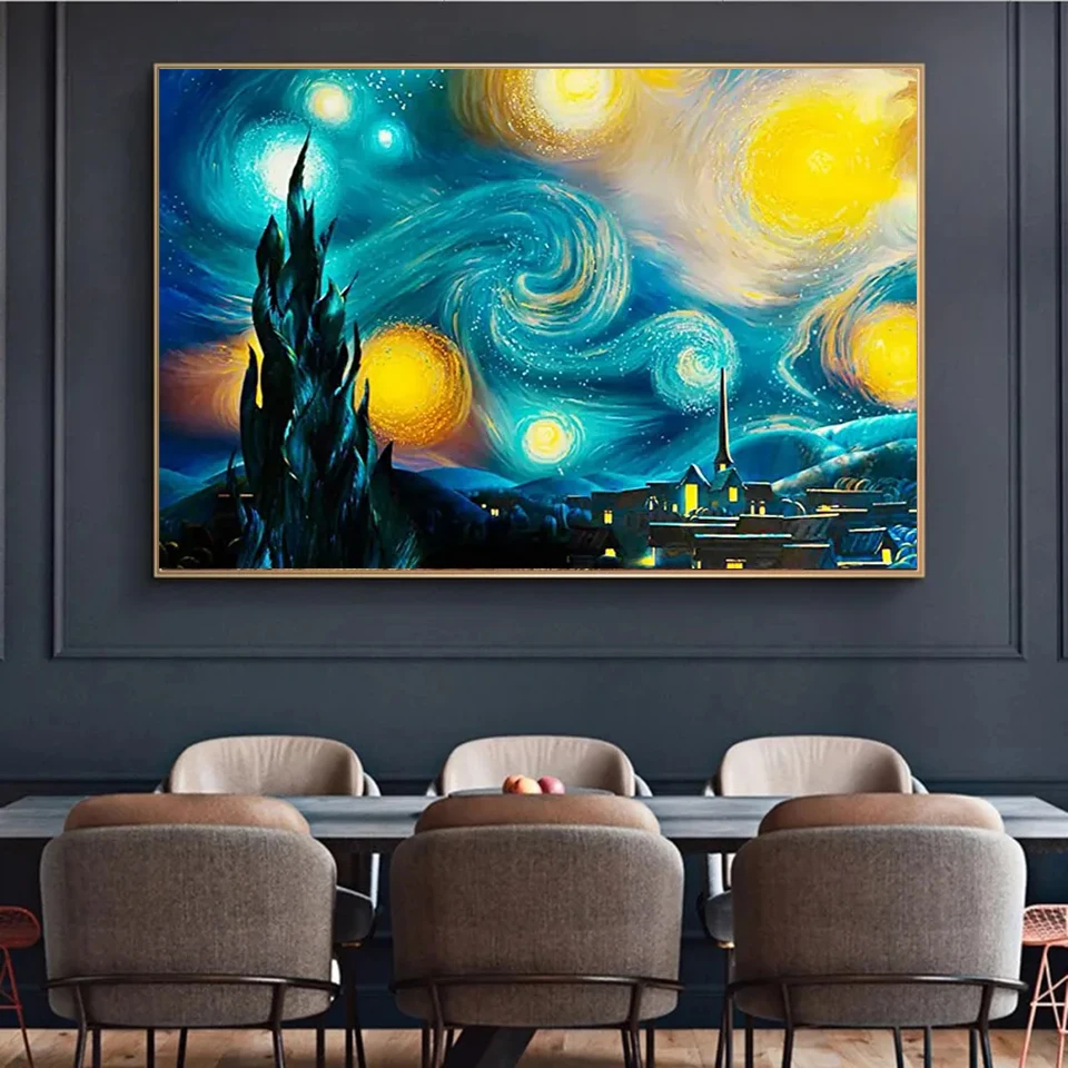 Van Gogh 5d Diamond Painting Kit Starry Night Full Diamond Mosaic Embroidery Kanagawa Wave Ukiyoe Famous Painting Home Decor