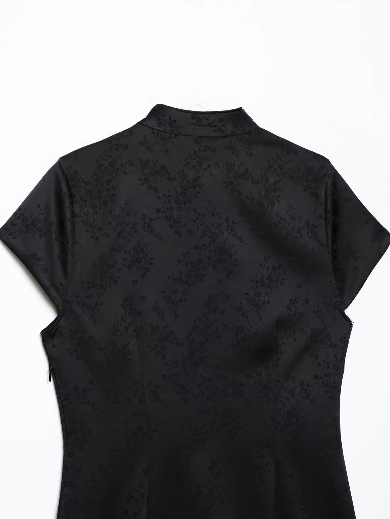 HH Elegantes Blumen-Jacquard Cheongsam Kleid Damen Stehkragen Kurzarm Qipao Minikleid Sommer Party Festival Freizeitkleidung – Detail 11