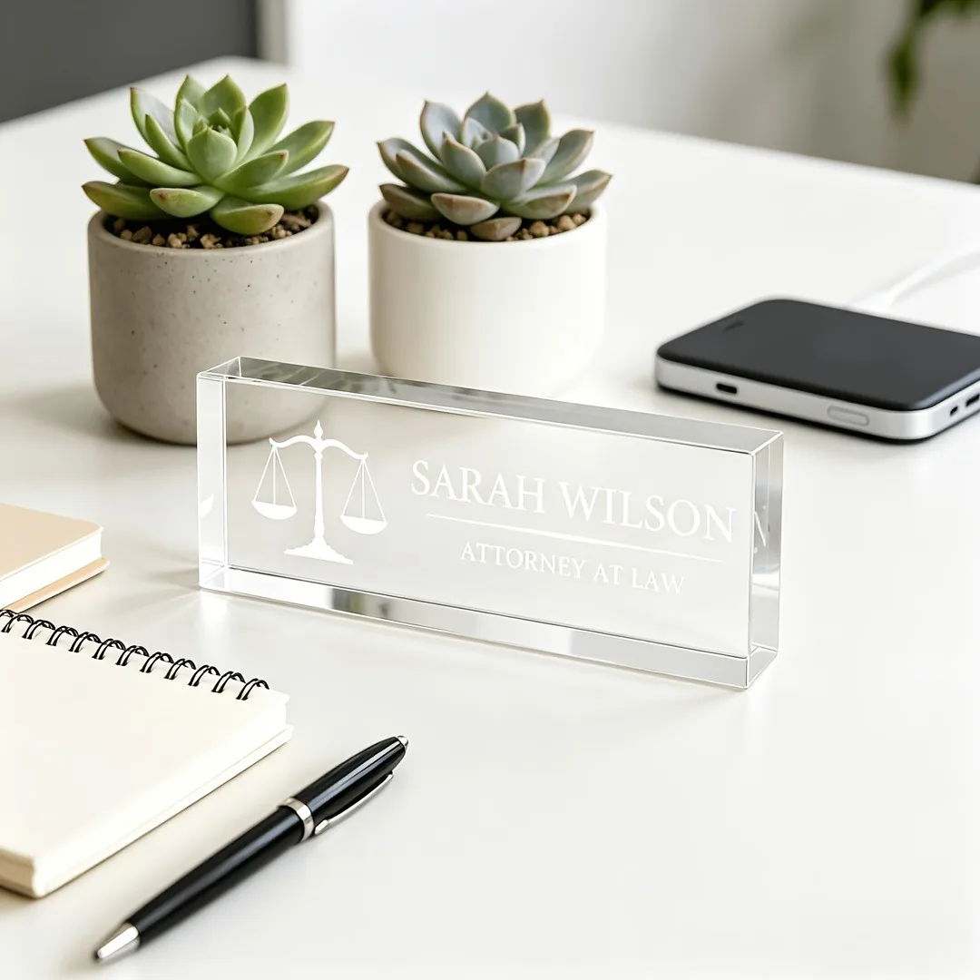 Personalized Lawyer & Judge Acrylic Desk Name Plate, Custom Clear Sign, Law School Graduation Attorney Thank‑You Gift view 4