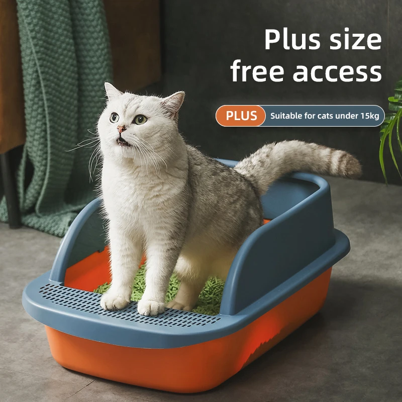 Large Capacity Semi-closed Cat Litter Basin Rectangle Bins Plastic Container Dog Rabbit With Shovel Litter Box Cat Toilet